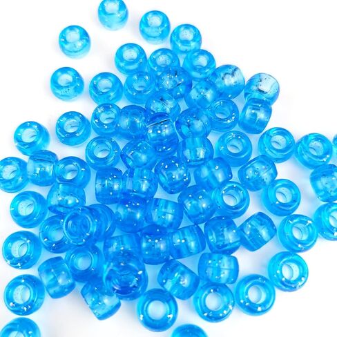 500 PCs Pony Beads 6x9mm Glitter Mixed Colors Plastic Beads Transparent Beads with Sparkling Glitter DIY Craft Jewelry Bracelets Making, Hair Braiding, Keychains Ornaments (Mixed500) in Saudi Arabia