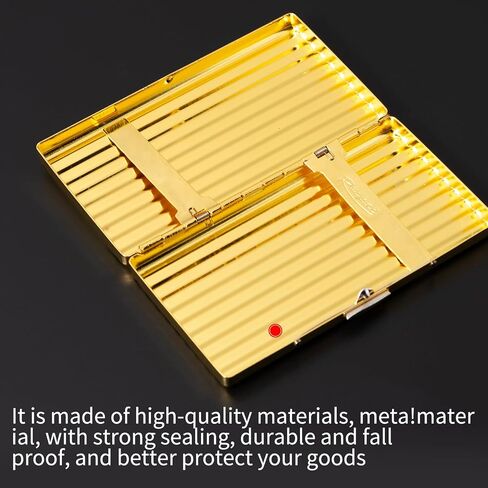 compartmentalised retro retal case-double sided spring clip open pocket holder for 14 king size 100mm or 20 fine 100mm,gift box packaging(Golden) in Saudi Arabia