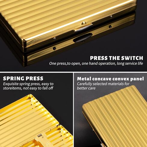 compartmentalised retro retal case-double sided spring clip open pocket holder for 14 king size 100mm or 20 fine 100mm,gift box packaging(Golden) in Saudi Arabia
