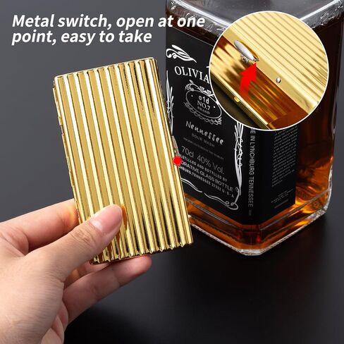 compartmentalised retro retal case-double sided spring clip open pocket holder for 14 king size 100mm or 20 fine 100mm,gift box packaging(Golden) in Saudi Arabia