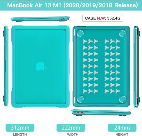 متوافق مع Macbook Air Case 13 Inch Case 2022-2018 M1 A2337 A2179 A1932 Touch ID ، حواف ألياف الكربون الثقيلة مقاومة الصدمات الوعرة. in Kuwait