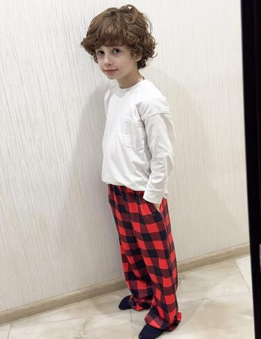 سروال بيجامة للأولاد من Arshiner، سروال طويل منقوش للنوم، جزء سفلي ناعم للاسترخاء مع جيوب in Saudi Arabia