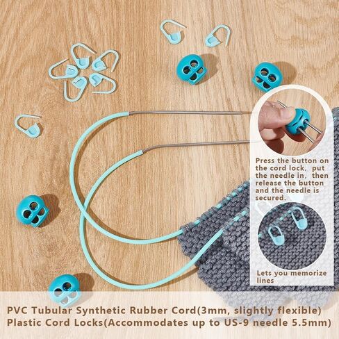 NBEADS 27 Yards Stitch Keeping Cords, 3mm Hollow Tubing with 4Pcs Cord Locks and 30Pcs ABS Stitch Needle Clip for Holding Stitches Bracelet Necklace Beading, Orange in Kuwait