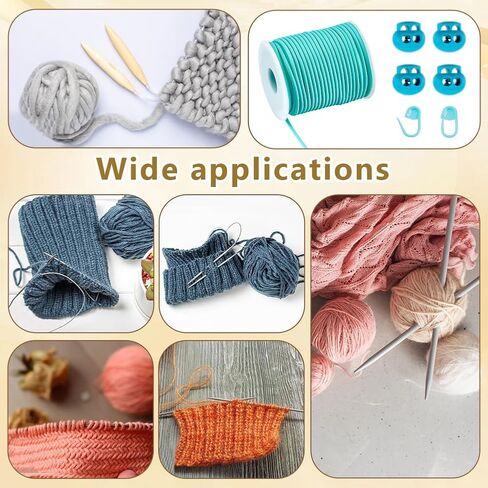 NBEADS 27 Yards Stitch Keeping Cords, 3mm Hollow Tubing with 4Pcs Cord Locks and 30Pcs ABS Stitch Needle Clip for Holding Stitches Bracelet Necklace Beading, Orange in Kuwait