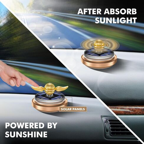 Golden Solar Power Fidget Spinners, Car Air Fresheners with Solar Rotating, Car Perfume Decoration Ornament, Metal Kinetic Desk Toy Finger Hand Spinner for Kids Adults, Holiday Stocking Stuffer Gold in Saudi Arabia