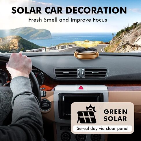 Golden Solar Power Fidget Spinners, Car Air Fresheners with Solar Rotating, Car Perfume Decoration Ornament, Metal Kinetic Desk Toy Finger Hand Spinner for Kids Adults, Holiday Stocking Stuffer Gold in Saudi Arabia