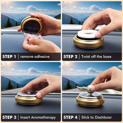 Golden Solar Power Fidget Spinners, Car Air Fresheners with Solar Rotating, Car Perfume Decoration Ornament, Metal Kinetic Desk Toy Finger Hand Spinner for Kids Adults, Holiday Stocking Stuffer Gold in Saudi Arabia