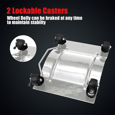 Heavy Duty Car Dolly 4 Pack, 6000 Lbs Wheel Dolly Car Tire Stake with Brakes, Car Tire Dolly Cart with Wheels, Vehicle Dollies for Moving, Car Repair, Red in Saudi Arabia