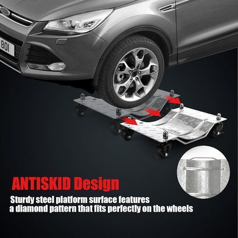 Heavy Duty Car Dolly 4 Pack, 6000 Lbs Wheel Dolly Car Tire Stake with Brakes, Car Tire Dolly Cart with Wheels, Vehicle Dollies for Moving, Car Repair, Red in Saudi Arabia