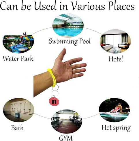 10 Pieces Colorful Wrist Coil Keychain Wristband Spiral Key Ring Bracelet Key Holder for Pool Gym ID Badge(Clear Multi Colors) in Saudi Arabia