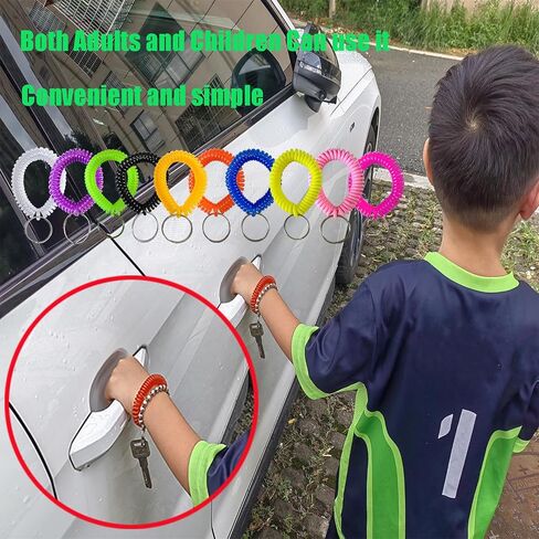 10 Pieces Colorful Wrist Coil Keychain Wristband Spiral Key Ring Bracelet Key Holder for Pool Gym ID Badge(Clear Multi Colors) in Saudi Arabia