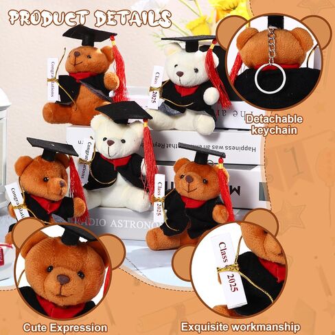 8 PCS Mini Graduation Bear محشو الحيوانات 4.7 بوصة الدب الفخم الصغير مع دبلوم وقبعة لعام 2025 التخرج DIY الحاضر حفل التخرج ديكور هدايا تهنئة (الغطاء الأزرق) in Kuwait
