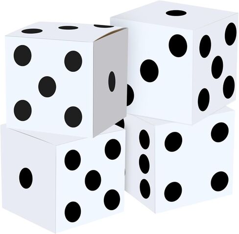 8PCS Large Casino Dice Boxes 11 Inch Casino Theme Party Decoration Jumbo Giant Dice Favor Boxes Bulk for Board Game Night Table Centerpiece Las Vegas Graduation Prom Birthday Party Supply, White in Kuwait