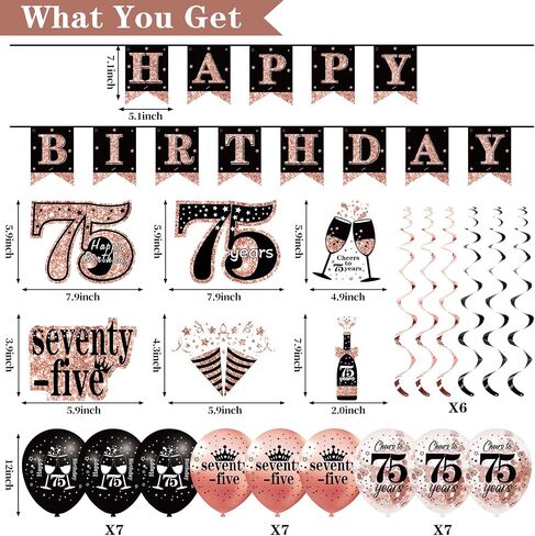 60th Birthday Decorations for Women, 33pcs 60th Birthday Crown and Sash, Black Rose Gold Happy 60th Birthday Banner Balloons Backdrop Hanging Swirls Paper Fans, 60 Years Old Birthday Decorations Kit in Saudi Arabia
