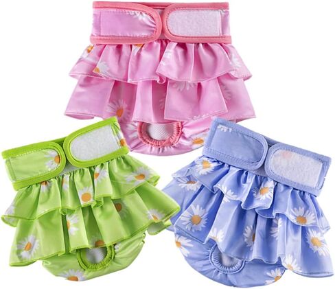 Dogs Physiological Pants,Reusable Dog Diapers Female,Washable Diapers（3 Pieces * L Size，Waist Circumference Between 19-25.5 inches） in Saudi Arabia