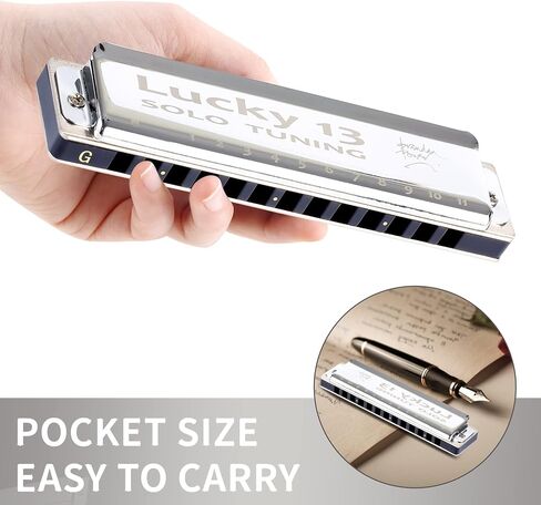 East top Lucky 13 Bass Plus Blues Harmonica 13 Holes Diatonic Harp Mouth Organ Professional Musical Instruments Solo harmonica D key for Adults in Kuwait