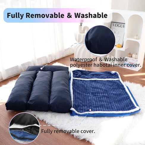 Luxury Dog Bed with Pillow Deluxe Flannel Pet Bed with Removable Washable Cover & Anti-Slip Bottom, Super Soft Dog Sofa Fluffy Dog Mat for Crate Kennel (Cream, Large(36 * 23 * 3 in)) in Saudi Arabia