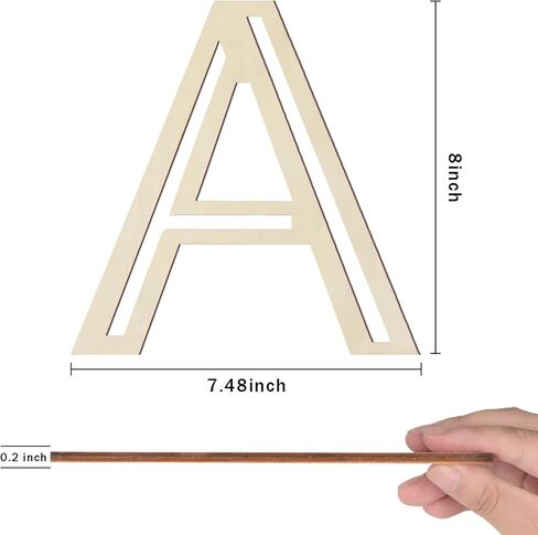 Wooden Letters 8 Inch for Crafts, Hollow Cut Wood Letters A Cutout Unfinished Alphabet Wooden Letters for Wall Decor DIY Painting Home Party Nursery Decor in Kuwait