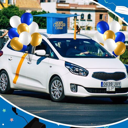 2025 تخرج CAP CAP DRICTION KIT 20 بوصة قبعة خريجة عملاقة مع البالونات شعرت تهانينا قبعة غراد لفئة 2025 حفل التخرج ديكور (أسود) in Kuwait