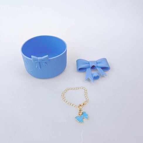 7.5cm Silicone Bottle Cover &10mm Bow Shape Straw Topper for Stanley Cup 12-40oz (Black) in Saudi Arabia