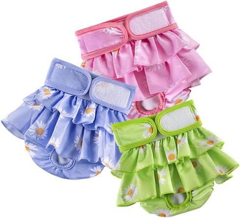Dogs Physiological Pants,Reusable Dog Diapers Female,Washable Diapers（3 Pieces * L Size，Waist Circumference Between 19-25.5 inches） in Saudi Arabia