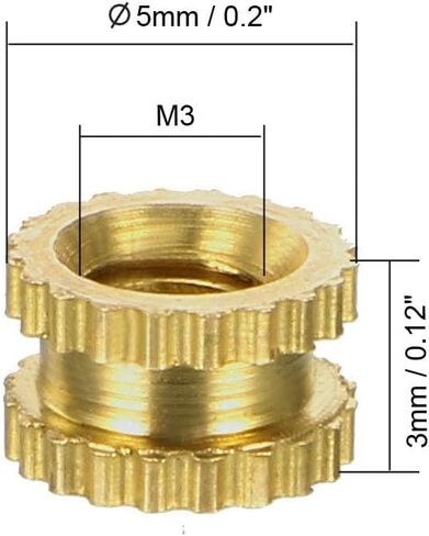 TOP-VIGOR 200Pcs Threaded Insert Knurled Nuts, M2.5 x 4mm x 3.5mm OD Brass Female Thread Knurled Nuts, Embedment Nut Insert for 3D Printer in Kuwait