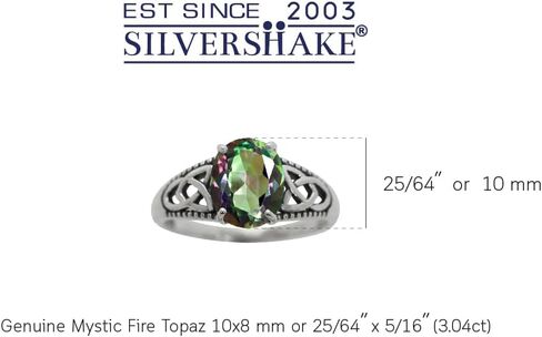 Silvershake 10x8 مللي متر شكل بيضاوي الأحجار الكريمة 925 فضة Triquetra سلتيك عقدة خاتم سوليتير للنساء in Saudi Arabia