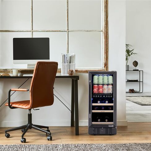 NewAir 24" Wine and Beverage Refrigerator, 24 Bottle and 100 Can Dual Zone Drink Cooler, Black Stainless Steel Built-in Beer and Wine Cooler Refrigerator for Kitchen Cabinet, Bar Cabinet, Home Office in Saudi Arabia