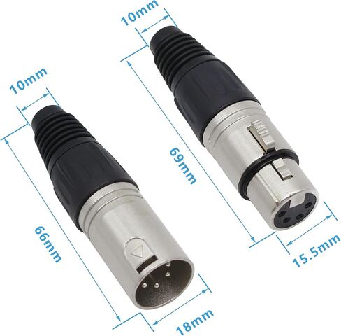 5-Pin XLR Cable Connector XLR 5 Pin Male&Female Plug Connector Mic Cable Plug Connector Audio Adapter for Microphone, Mixers, Black+Silver, 2 Pair in Saudi Arabia