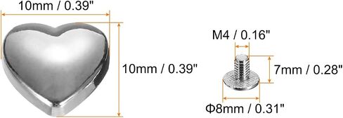 HARFINGTON 20set Heart Rivet 8mm Metal Heart Shape Decoration Stud Rivets Tool Set for Belt Clothes Shoes Purse Handbag Luggage Leather Craft DIY Embellishments Accessories, Silver Tone in Saudi Arabia