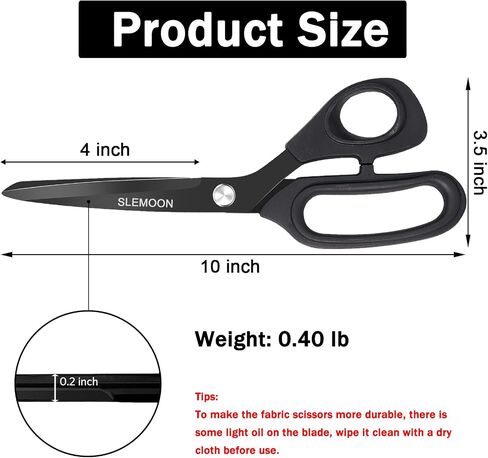 Tailor Scissors Heavy Duty 10 Inch, Multi-Purpose Titanium Coated Premium Stainless Steel Scissors, Comfort Grip Handles for Fabric, Leather, Sewing & Crafting in Saudi Arabia
