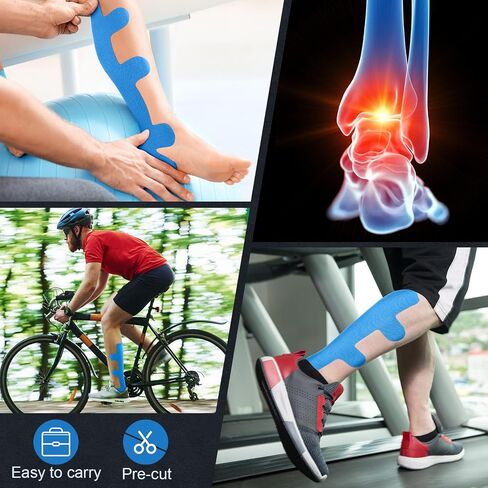 30 Pcs Achilles Tendonitis Kinesiology Tape Precut Achilles Tendon Ankle Tape Latex Free for Sprained Ankle Relief Muscle Support Foot Pain Athletic Sport(Nude) in Kuwait