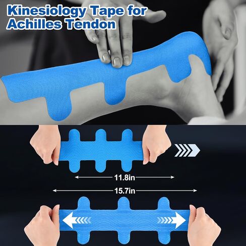 30 Pcs Achilles Tendonitis Kinesiology Tape Precut Achilles Tendon Ankle Tape Latex Free for Sprained Ankle Relief Muscle Support Foot Pain Athletic Sport(Nude) in Kuwait