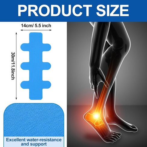 30 Pcs Achilles Tendonitis Kinesiology Tape Precut Achilles Tendon Ankle Tape Latex Free for Sprained Ankle Relief Muscle Support Foot Pain Athletic Sport(Nude) in Kuwait