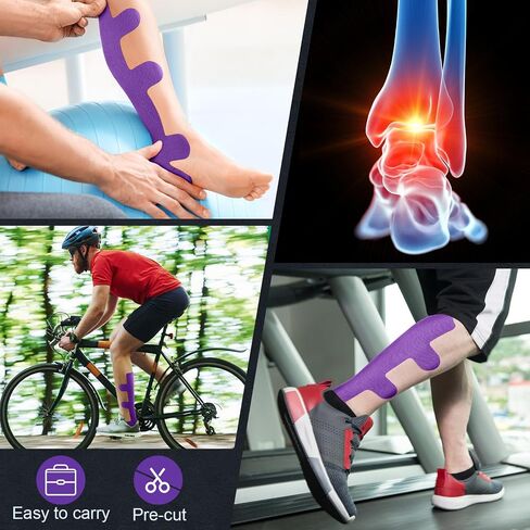 30 Pcs Achilles Tendonitis Kinesiology Tape Precut Achilles Tendon Ankle Tape Latex Free for Sprained Ankle Relief Muscle Support Foot Pain Athletic Sport(Nude) in Kuwait
