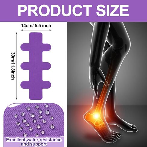30 Pcs Achilles Tendonitis Kinesiology Tape Precut Achilles Tendon Ankle Tape Latex Free for Sprained Ankle Relief Muscle Support Foot Pain Athletic Sport(Nude) in Kuwait