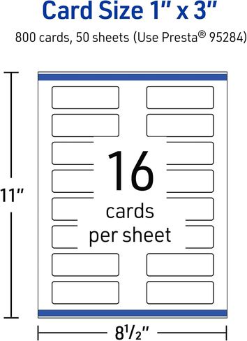Avery Printable Rectangle Rounded Corner Mini Business Cards with Sure Feed Technology, 1" x 3", Matte White Cardstock, Print-to-the-Edge, Laser/Inkjet, 400 Total in Saudi Arabia