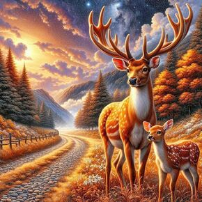 Anuver Deer Diamond Art Kits for Adults, 5D DIY Diamond Painting Kits for Beginners, Full Drill Diamond Painting Kits for Home Wall Decor, 12x12 Inch