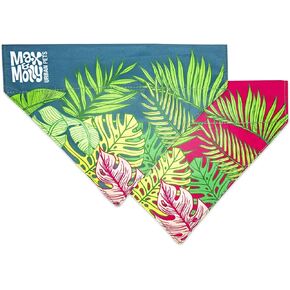 MAX & MOLLY 2-in-1 BANDANA NO-TIE قابلة للانعكاس لترابط-تصاميم نابضة بالحياة ، متينة وقابلة للآلة-ملحق النسيج الشريحة للقطط والكلاب-وشاح أنيقة ، استوائي ، XS/S