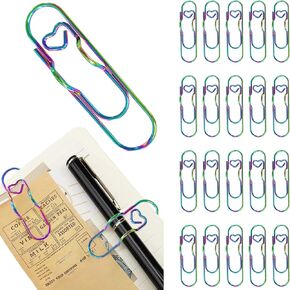 مقطع القلم ، مقاطع القلم المعدنية Paperclip Pen Absers Paper Mallder for Notebook ، كتب ، مجلة ، حافظة ، صور (ملونة ، 20Pack)