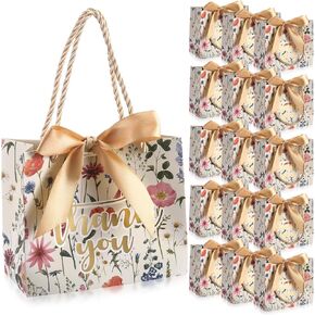 Moinchore 40 Pack Thank You Gift Bags with Handles Small Treat Boxes Thank You Party Favor Bags Mini Floral Gift Bags Bulk for Easter Wedding Birthday Party Supplies(Vintage Wild Floral)