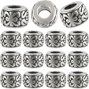 1 صندوق 150pcs 3.5 ملم حبات كبيرة الفتحة 8 ملم الفضة الأوروبية رونيللي حبة الجزء الأكبر عمود التبتي العتي