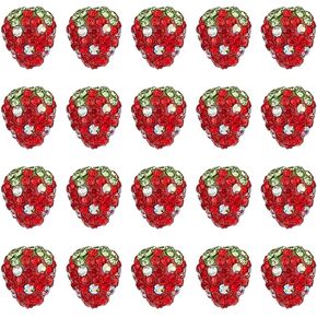 ARRICRAFT 20 PCS درجة ح تجهيزات الفراولة وحرشون ، 13x15mm 3D Bubblegum Beads Pave Disco Ball Beads Polymer Clay Crystal Bead for Bracelet Necklace Summer Making Jewelry Making Summer