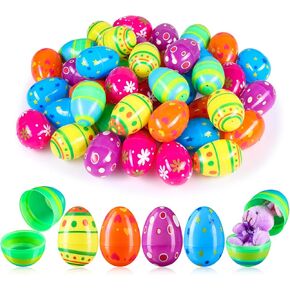 72 PCS 3 '' ELIVE EASTER EGGS فارغة بيض عيد الفصح البلاستيك سلة عيد الفصح الساطعة