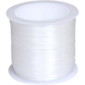 1 Roll 0.8mm Elastic Bracelet String 50m Stretchy Elastic Beading Cord Thread for Bracelet Jewellery Making (White)