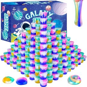 Galaxy Slime Kit for Kids –116 Pack Slime Party Favors ، ألعاب تخفيف الإجهاد ، مكافآت الفصول الدراسية ، وحشو حقيبة أعياد الميلاد ، الوحل الممتد وغير اللطيف للفتيات والفتيان