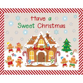 Christmas Winter Bulletin Board Set - Xmas Holiday Decoration with Gingerbread House, Candy & Snowflake Cutouts for School Classroom Blackboard Wall Decor