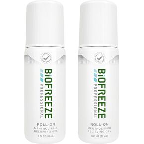 Biofreeze Professional Menthol Roll-On Pain-Relieving Gel 3 FL OZ, Green (Pack Of 2) Topical Pain Relief For Muscles And Joints From Arthritis, Backache, Strains, Bruises, & Sprains (Package May Vary)