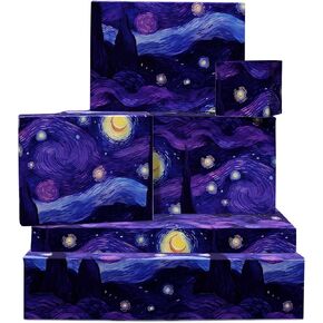 Central 23 Purple Gift Wapp Paper - STARRY Night Inspired - 6 أوراق من غلاف الهدايا العصرية للرجال - ذكرى عيد ميلاد مجلة عيد الميلاد - قابلة لإعادة التدوير