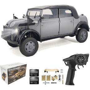 HG4-51 RC Military Car ، 1:18 SCALE Steyr 1500a مركبة القيادة العسكرية الألمانية ، 2.4 جيجا هرتز 4WD ، الإصدار القياسي على الطرق الوعرة مع بطارية وحدات ، هدية 2 في 1 سائق للبالغين للأطفال